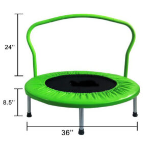 36 Inch Green Mini Trampoline Full Size Measurement Chart, Compact Toddler Jumping Trampoline Height & Width Specs