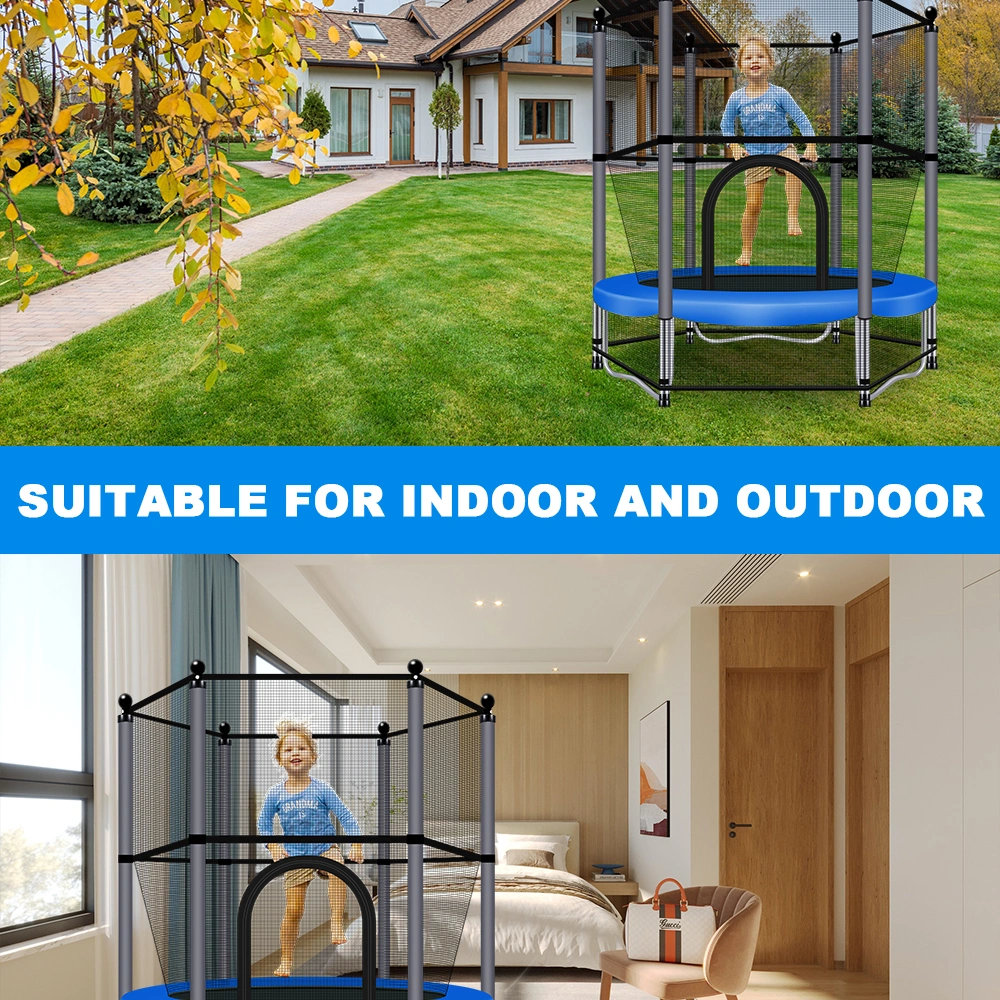 55 Inch Mini Kids Trampoline Suitable For Indoor Bedroom & Outdoor Backyard Lawn, Portable Toddler Jumping Trampoline With Safety Net
