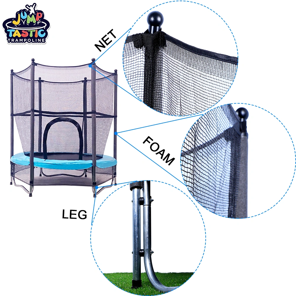 Upgraded Foam Covered Poles, Premium Mesh Net & Curved Galvanized Steel Legs For Mini Kids Trampoline
