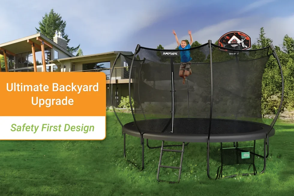 Premium 15ft Ultimate Backyard Trampoline With Safety Enclosure Net, Safety First Design Outdoor Family Play Trampoline
