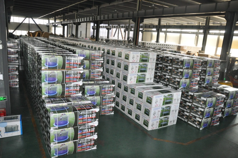 Ready Stock Trampoline Warehouse Mass stocked trampoline cartons warehouse for global wholesale buyers