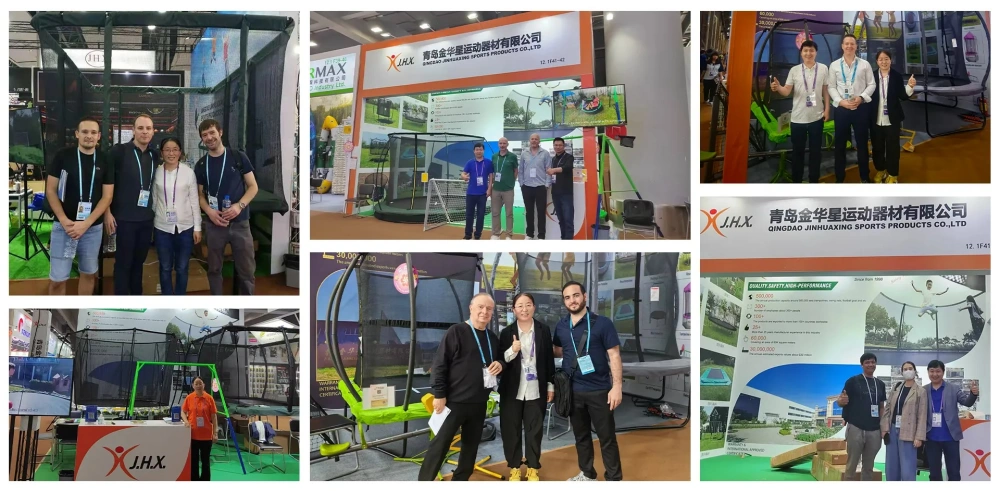 Jinhua Xing trampoline OEM manufacturer attend global outdoor exhibitions and communicate with overseas wholesale clients